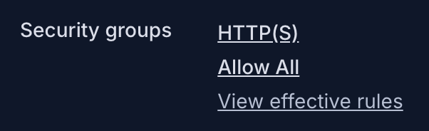 Two security groups applied to a virtual machine